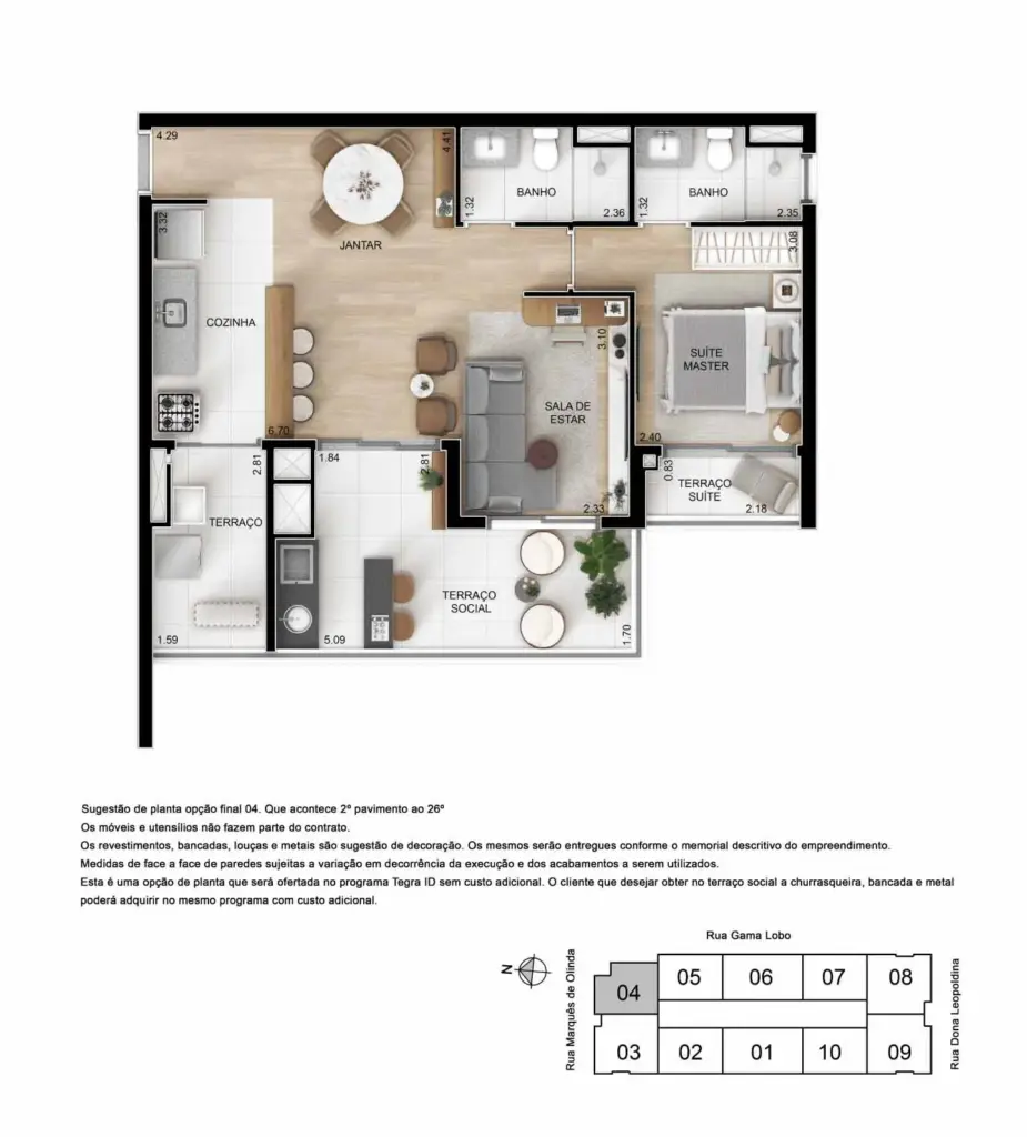 Planta Opção De 68 M² Com Suíte E Sala Ampliada Do Ypy Alto Do Ipiranga, Material Da Tegra