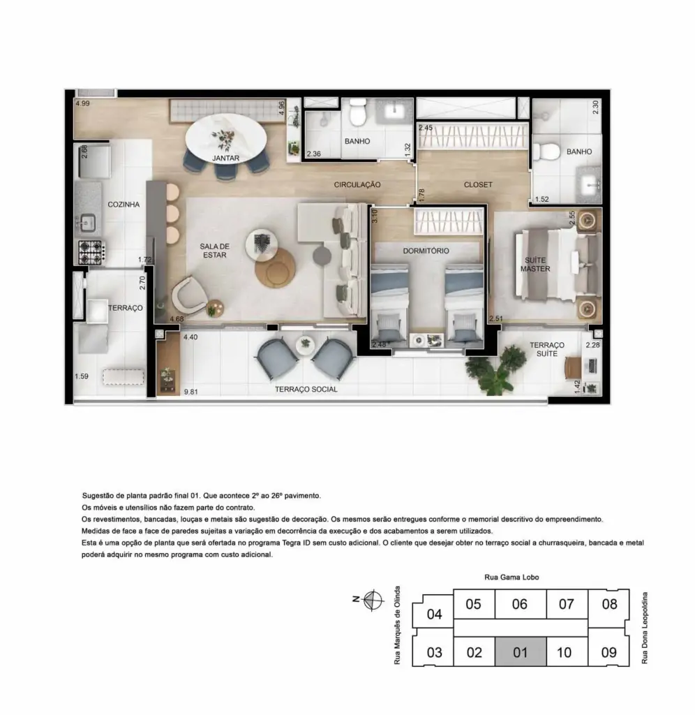 Planta Opção De 80 M² Com Suíte, 1 Dormitório E Sala Ampliada Do Ypy Alto Do Ipiranga, Material Da Tegra