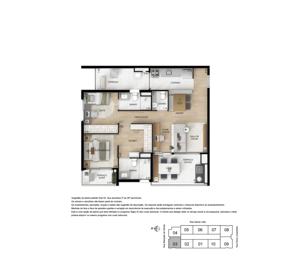 Planta De 81 M² Com 3 Dormitórios E 1 Suíte Do Ypy Alto Do Ipiranga, Material Da Tegra