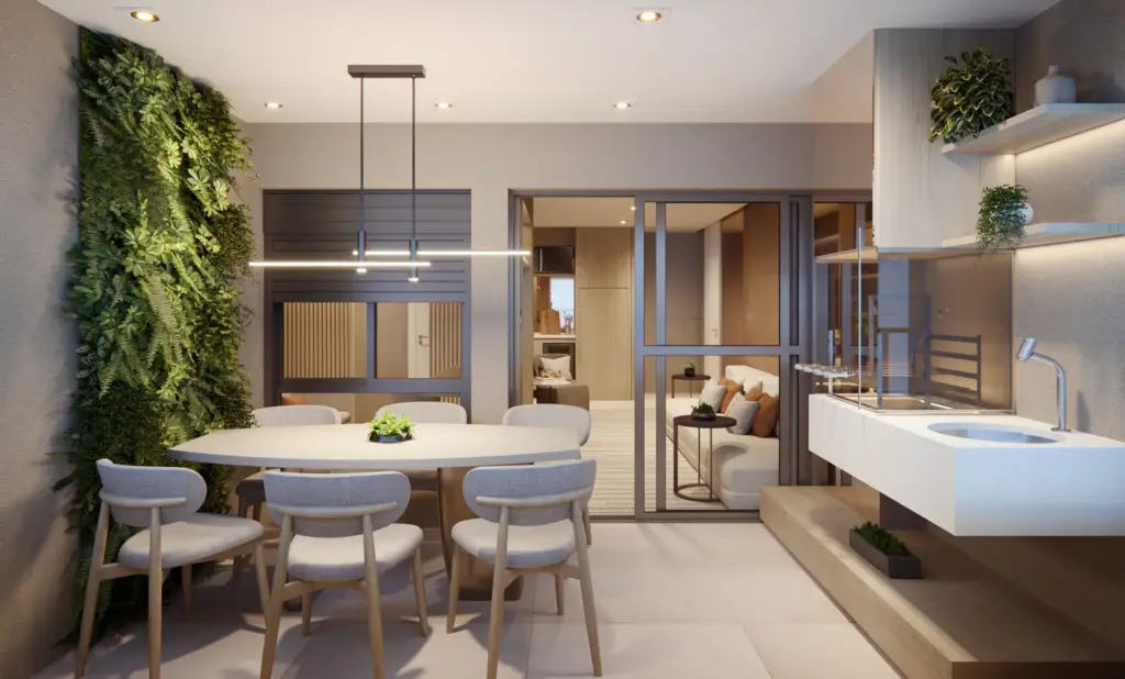 Terraço Decorado Do Apartamento De 81 M² Do Ypy Alto Do Ipiranga, Perspectiva Ilustrada